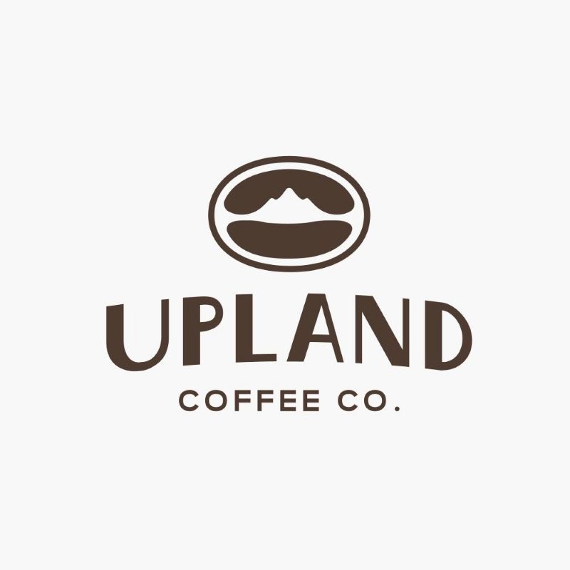 Mẫu logo phong cách hiện đại thiết kế độc đáo với hạt cà phê cách điệu thành hình ngọn núi