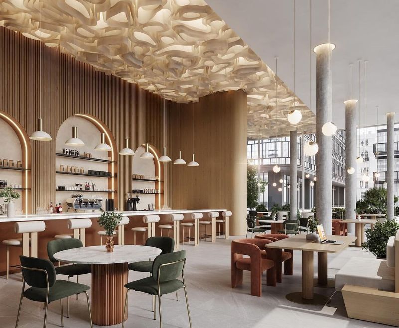 Thiết kế quán cafe rộng 300m2 cần chú trọng lưu thông không gian và tính liên kết giữa các khu vực
