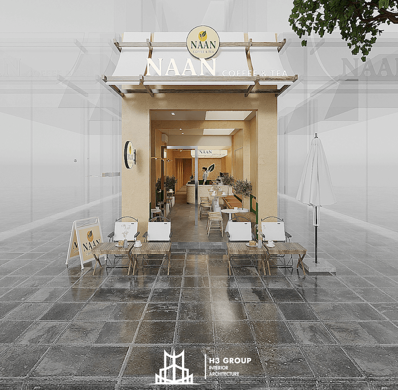 Quán cafe mặt tiền hẹp vẫn có thể ấn tượng nhờ cách bố trí thông minh và lựa chọn màu sắc hợp lý