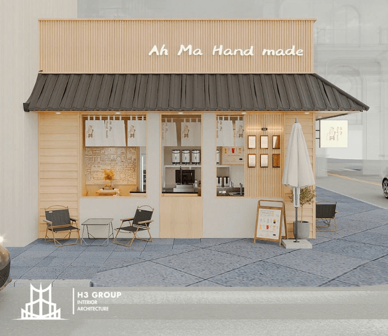 Với mặt bằng chỉ có một hướng mở, thiết kế quán cafe 1 mặt tiền nên tối ưu chiều sâu và tận dụng tối đa ánh sáng tự nhiên