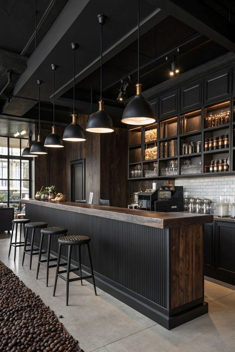 Kính trong và kim loại đen được phối hợp tinh tế, mang đến phong cách urban chic trẻ trung và sành điệu
