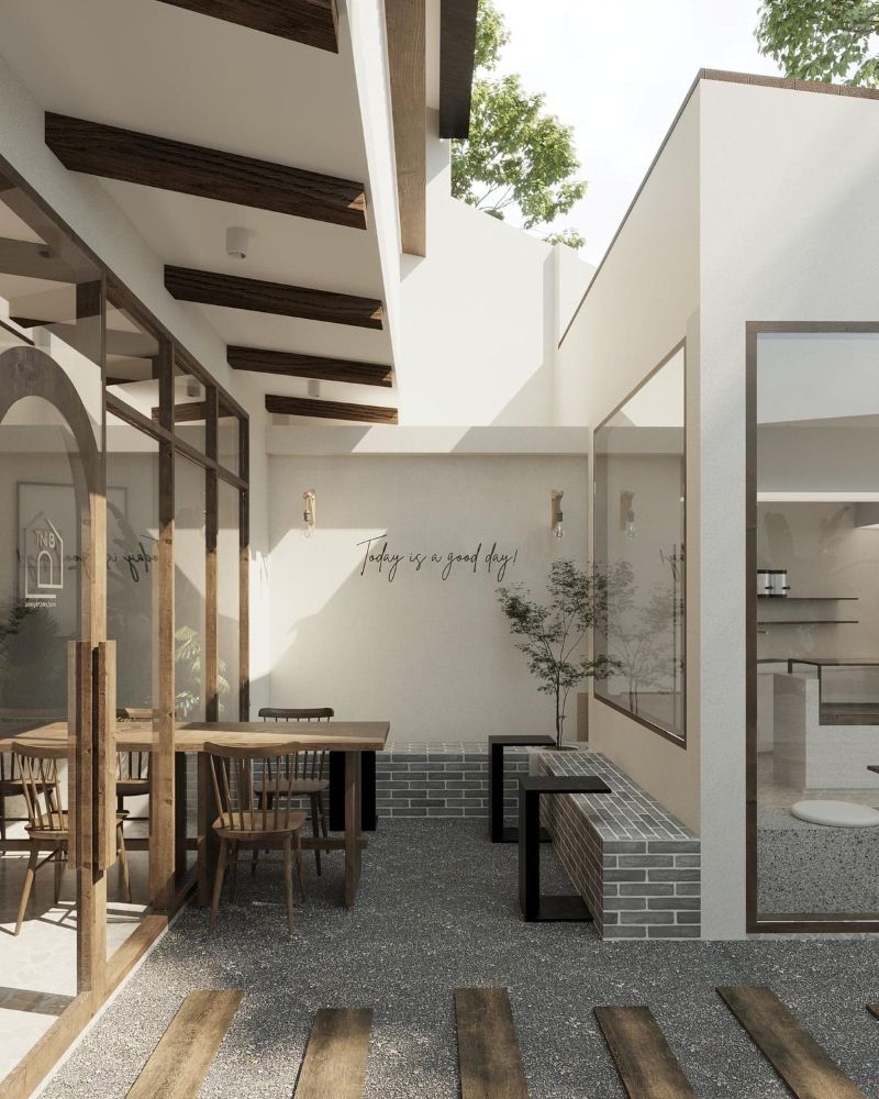 Nội thất tập trung vào hình khối cơ bản, đường nét dứt khoát, tạo cảm giác gọn gàng và thoáng đãng
