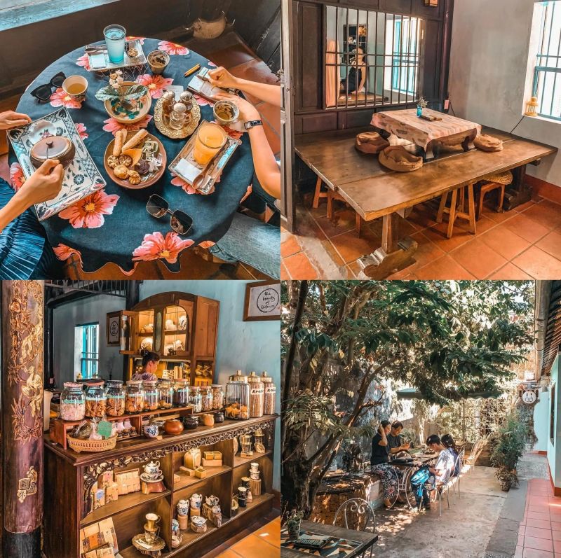 Quán cafe phong cách Hội An với gian hàng bánh kẹo tuổi thơ gợi nhớ ký ức ngọt ngào, mang đến trải nghiệm vừa hoài niệm vừa ấm áp cho thực khách