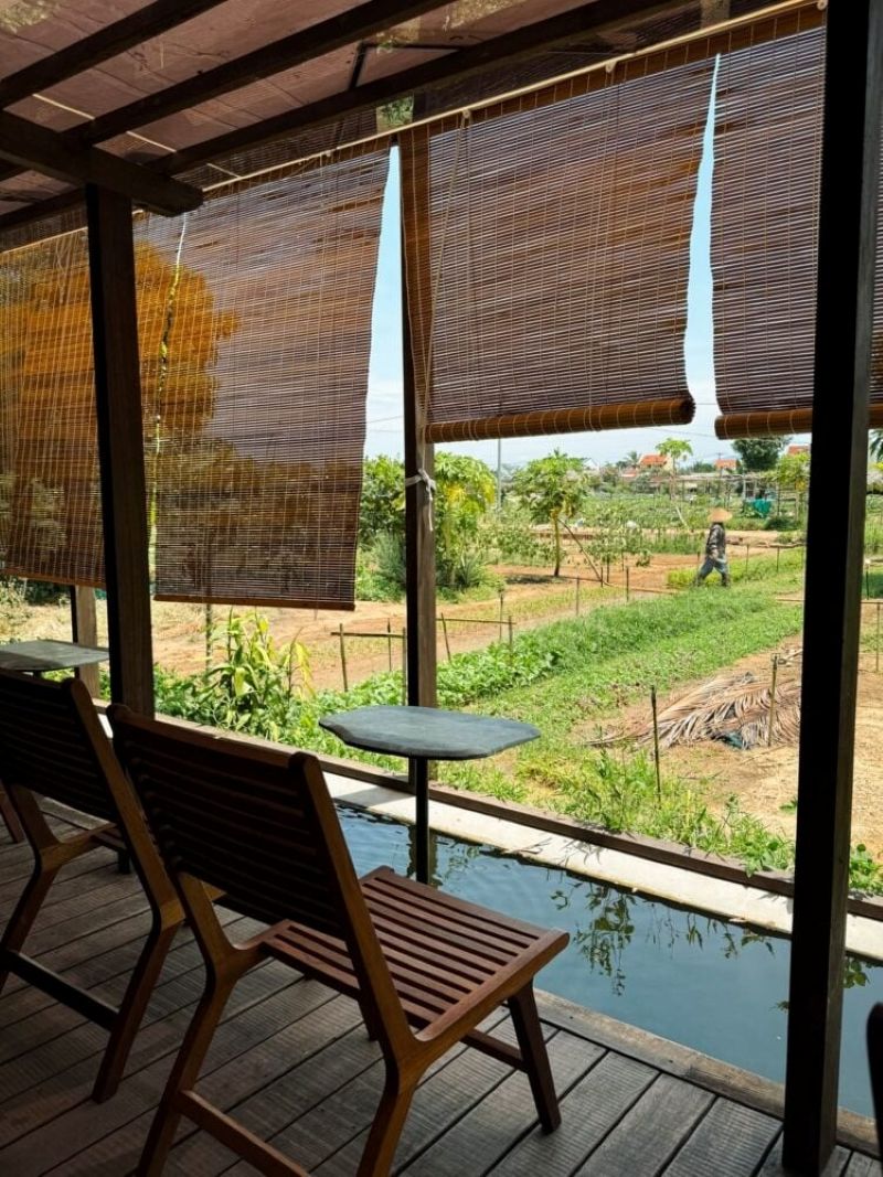 Thiết kế quán cafe ở nông thôn với khu vườn rau sạch ngay trong khuôn viên không chỉ tạo cảnh quan đẹp mà còn thu hút khách thích trải nghiệm