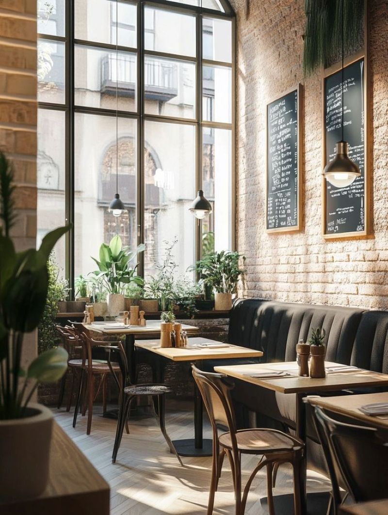 Ánh sáng phân tầng đóng vai trò then chốt trong việc tạo chiều sâu và không khí đặc trưng cho quán cafe phong cách Châu Âu 
