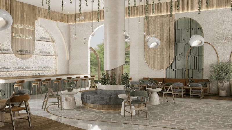 Thiết kế quán cà phê mang phong cách Indochine độc đáo, kết hợp hài hòa với nét kiến trúc cổ điển Pháp và họa tiết Á Đông