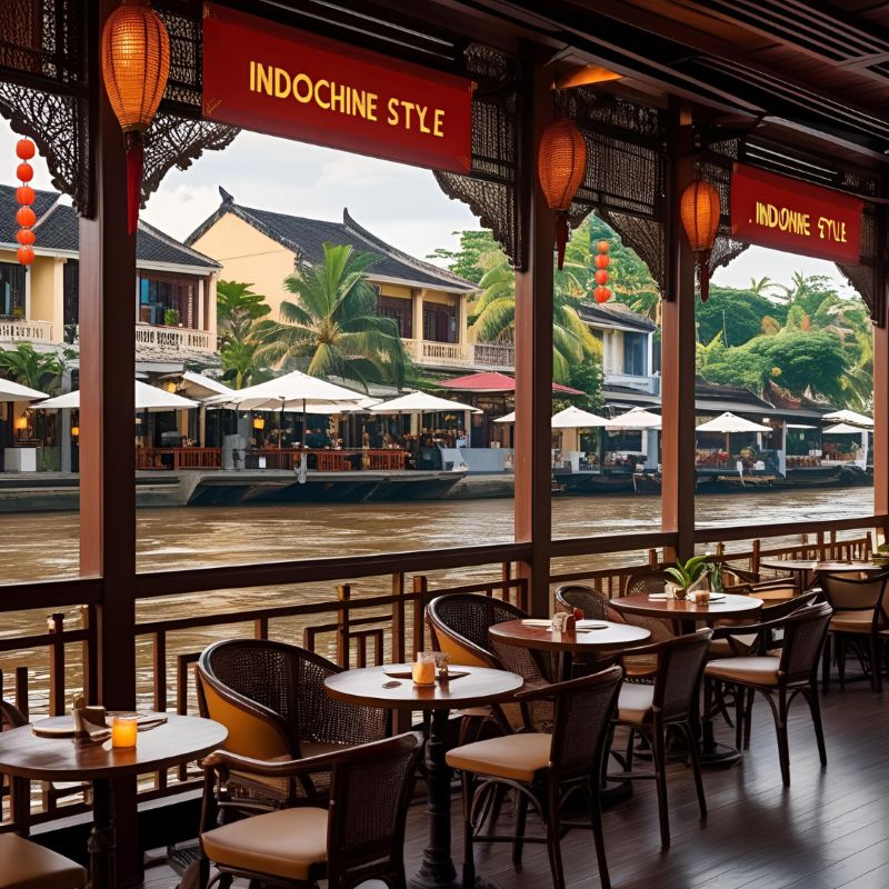 Quán cafe ven sông Indochine dễ trở thành “tọa độ check-in” nhờ tính thẩm mỹ cao và giàu giá trị nghệ thuật 