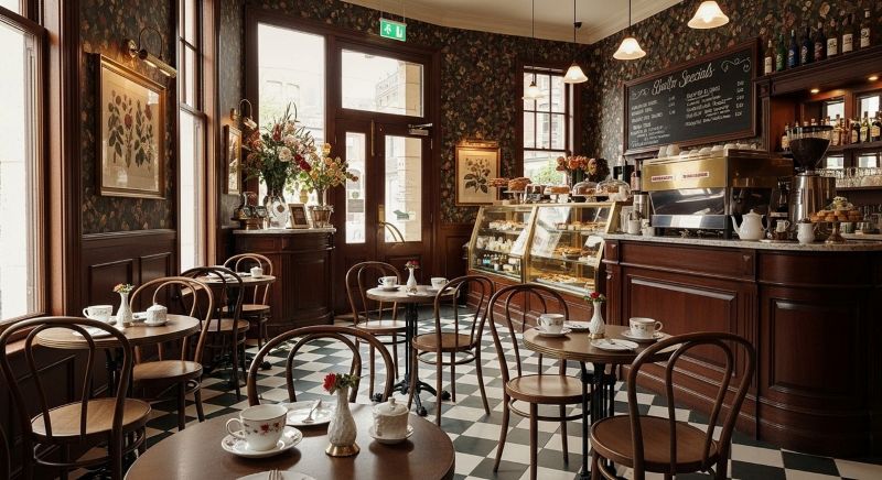 Mẫu thiết kế quán nước theo phong cách cổ điển độc đáo, sang trọng tạo nên một không gian quán ấm áp, hoài niệm