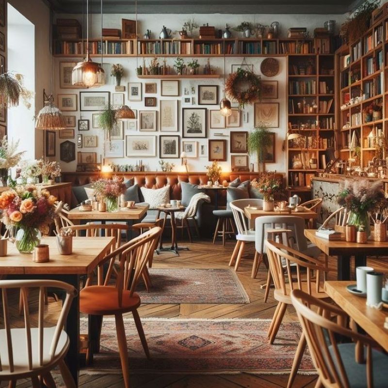 Phong cách Bohemian sử dụng các gam màu rực rỡ làm chủ đạo, kết hợp trang trí đồ thủ công, thảm họa tiết thổ cẩm và bình hoa đa sắc
