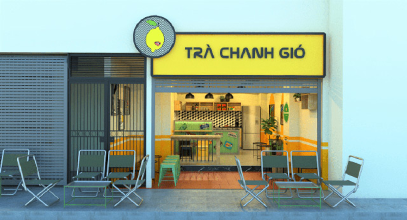 Quán trà chanh vỉa hè thiết kế theo phong cách hiện đại và tối giản, tập trung vào sự gọn gàng và tiện lợi tạo nên một không gian trẻ trung và dễ dàng thu hút khách hàng