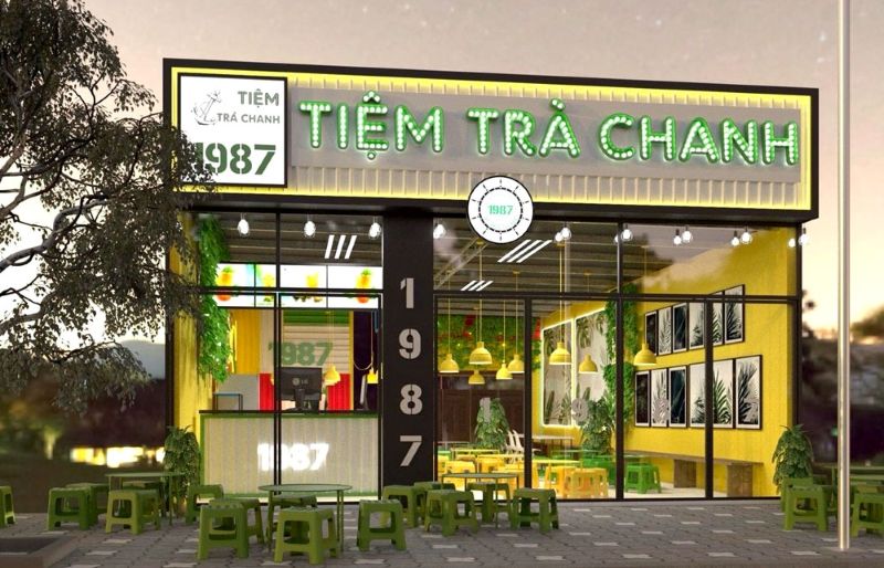 Quán trà chanh sử dụng bàn ghế thấp, gọn nhẹ, dễ dàng sử dụng và giúp tối ưu diện tích vỉa hè, tạo cảm giác gần gũi và thoải mái