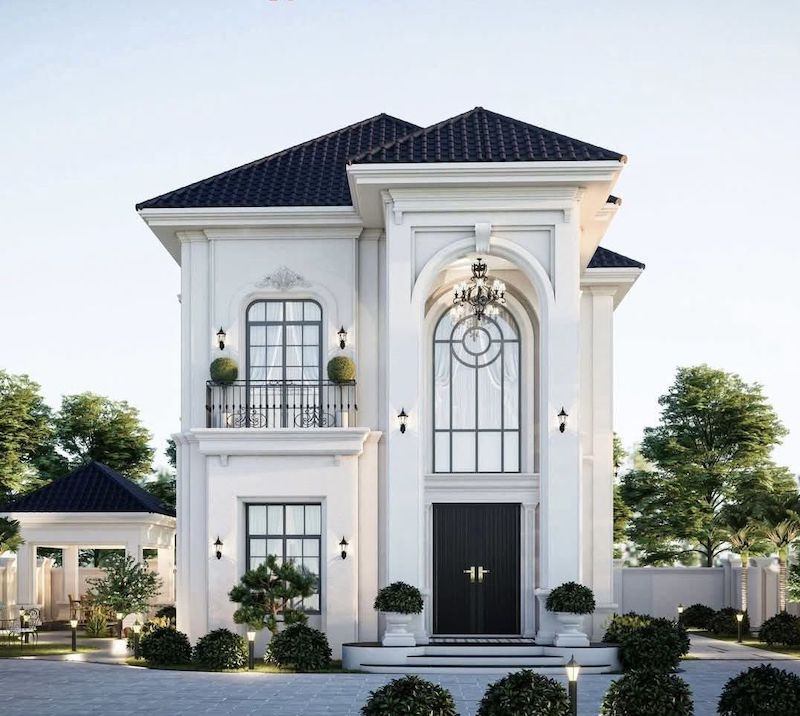 Mặt tiền biệt thự tân cổ điển mang đến vẻ đẹp bề thế, sang trọng, thể hiện đẳng cấp và gu thẩm mỹ tinh tế của gia chủ