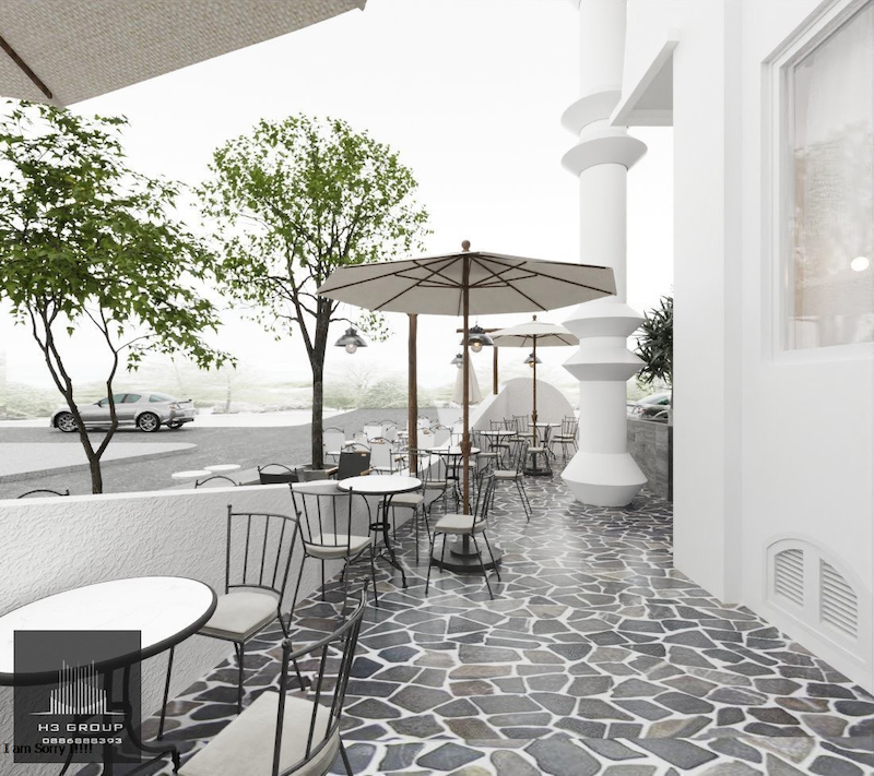 Mặt tiền quán cafe tân cổ điển mang đến vẻ đẹp sang trọng, tinh tế, thu hút khách ngay từ cái nhìn đầu tiên