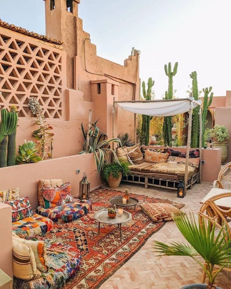 Kết hợp vật liệu tự nhiên như gỗ, mây, tre để giữ nét Boho mộc mạc