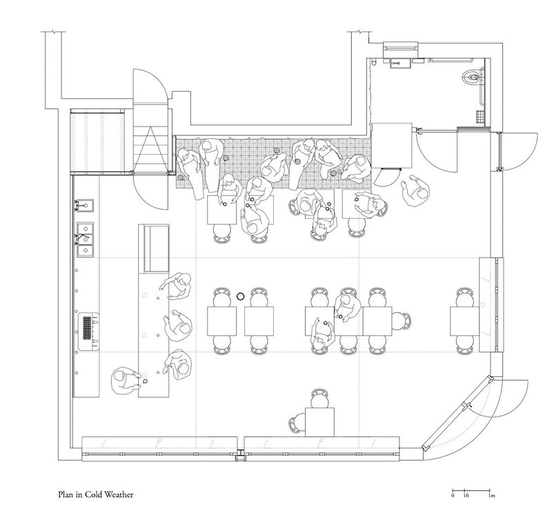 Thiết kế mặt bằng quán cà phê diện tích nhỏ (<30m²) nên hạn chế trang trí rườm rà, tập trung vào chi tiết tinh gọn và thẩm mỹ