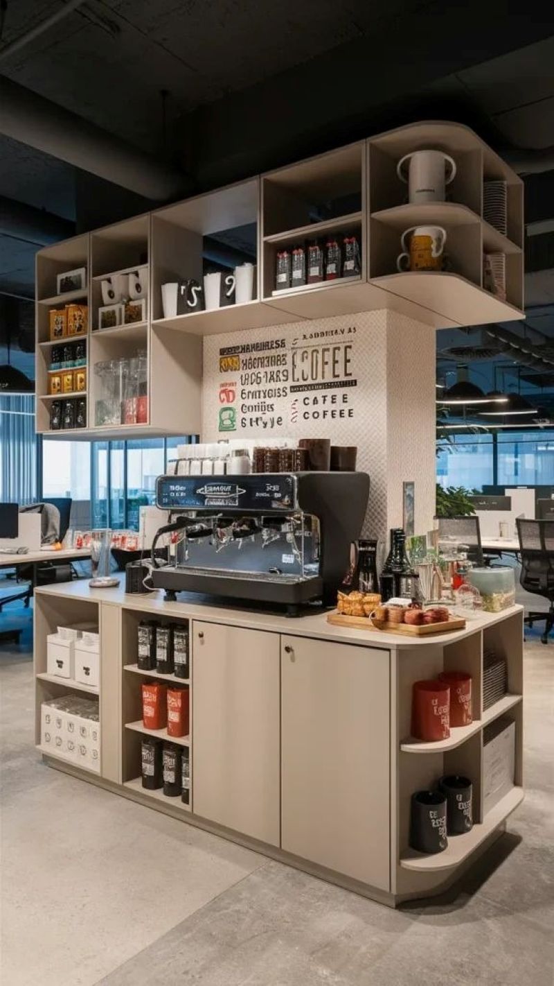 Mô hình pantry/breakroom nâng cấp thành cafe giúp tận dụng diện tích sẵn có, tiết kiệm chi phí và mang lại không gian thư giãn, làm việc tiện lợi cho nhân viên