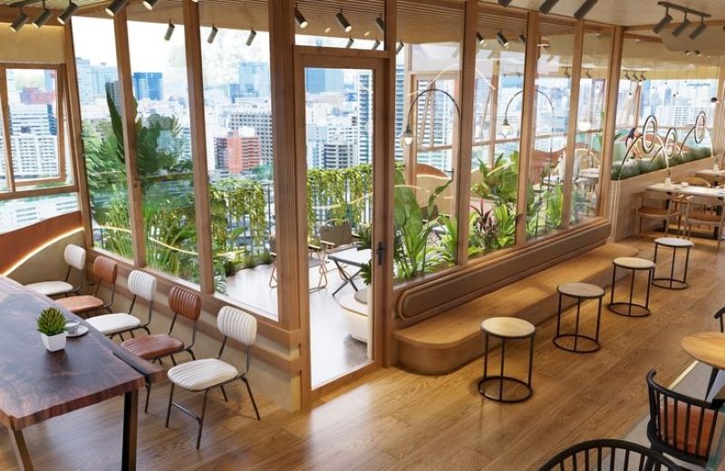 Thiết kế quán cafe văn phòng phong cách hiện đại ưu tiên nội thất thông minh nhằm tối ưu hóa diện tích
