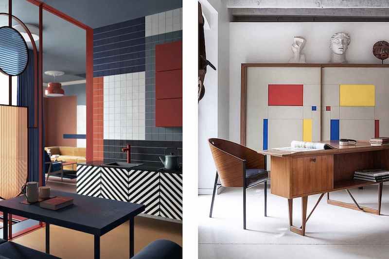 Phong cách Bauhaus là sử dụng các màu cơ bản như đỏ, vàng, xanh lam kết hợp với tông trung tính như trắng, đen, xám, tạo sự cân bằng giữa nổi bật và tinh giản