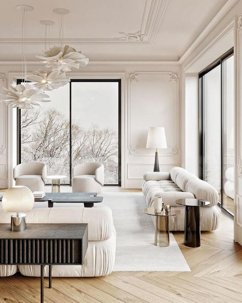 Sự kết hợp này tạo nên cân bằng giữa mềm mại và mạnh mẽ, giúp không gian vừa tinh tế, ấm áp vừa hiện đại, thể hiện cá tính và đẳng cấp 