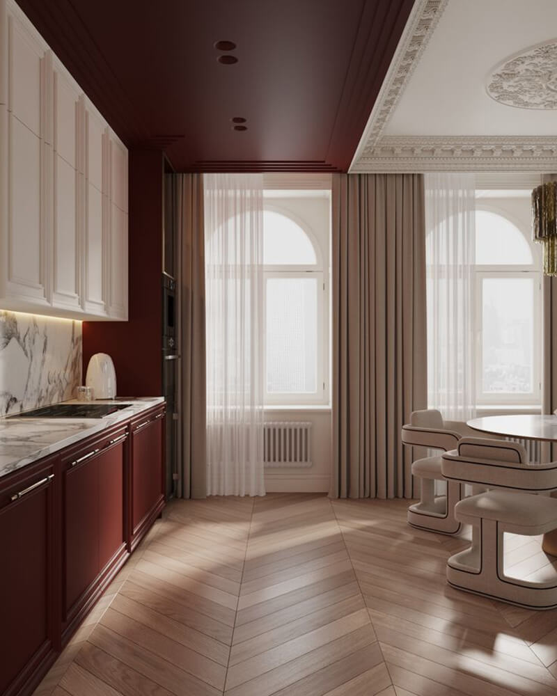 Ứng dụng phong cách cổ điển kết hợp hiện đại trong nhà ở giúp cân bằng giữa đường nét mềm mại và hình khối mạnh mẽ, tạo cảm giác hài hòa, thanh lịch