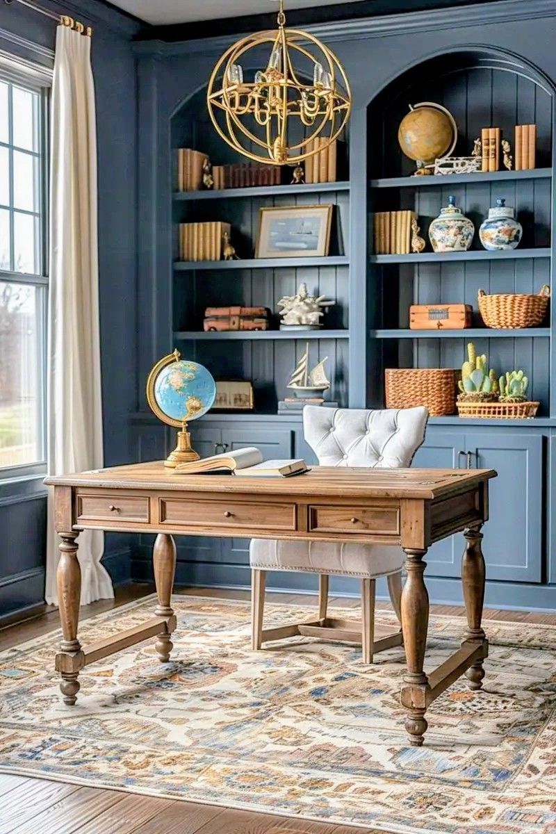 Thiết kế phòng làm việc phong cách Địa Trung Hải khuyến khích bố trí không gian mở, thông thoáng để tăng sự sáng tạo và kết nối 