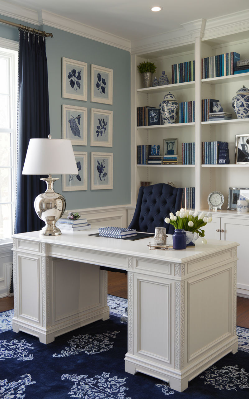 Thiết kế phòng làm việc phong cách Địa Trung Hải giúp cân bằng giữa năng suất và sự thư thái, mang lại hiệu quả làm việc bền vững