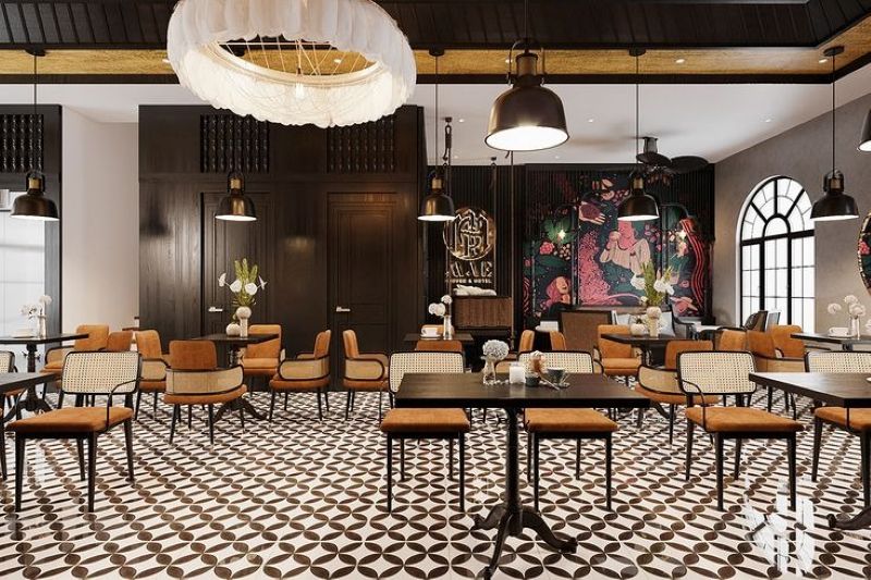 Thiết kế này giúp nhà hàng trở thành điểm đến độc đáo, nơi thực khách vừa thưởng thức ẩm thực vừa đắm chìm trong không gian nghệ thuật đầy cảm xúc