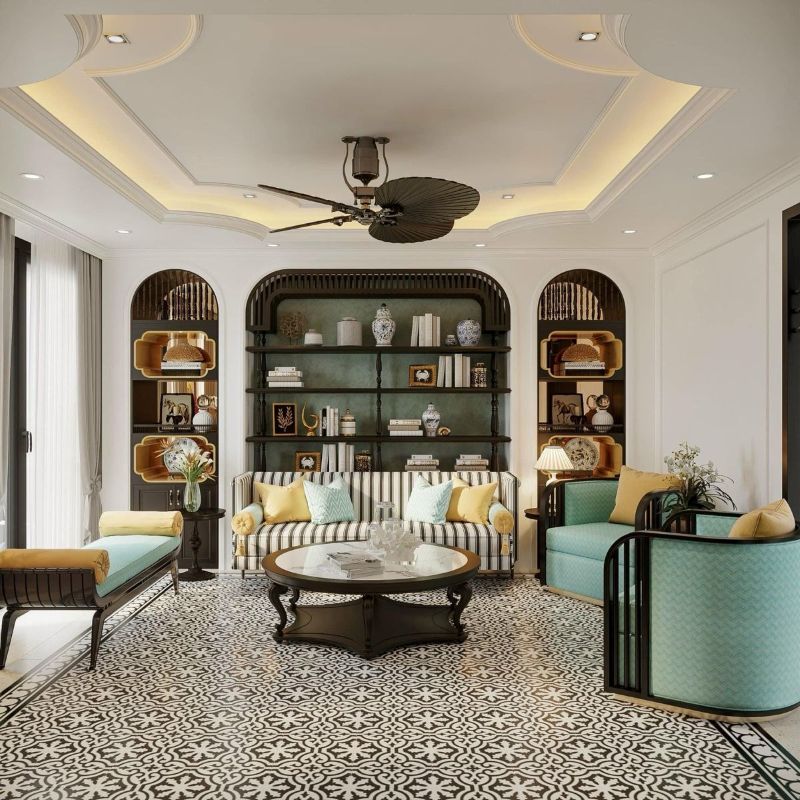 Thiết kế chú trọng đến ánh sáng tự nhiên, vật liệu mộc mạc và màu sắc trung tính của phong cách Indochine hiện đại giúp ngôi nhà trở nên thoáng đãng, thư thái