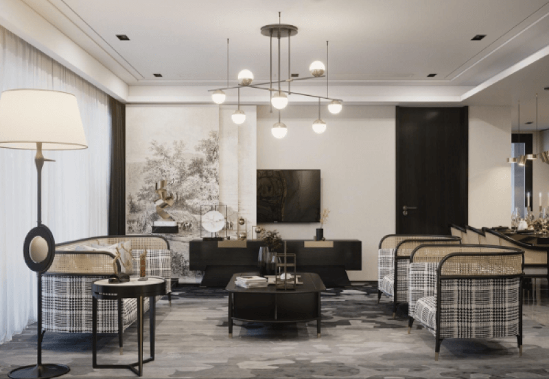 Gam màu trung tính giúp không gian Indochine hiện đại trở nên thanh lịch, tinh tế, tạo nền hài hòa tôn lên chất liệu và chi tiết nội thất Á Đông 