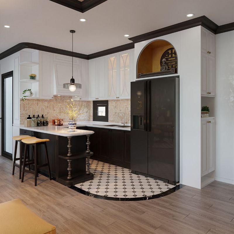 Nhà ở phong cách Indochine hiện đại mang vẻ đẹp giao hòa giữa truyền thống Á Đông và sự tinh gọn hiện đại, tạo không gian sống sang trọng nhưng vẫn ấm áp, gần gũi