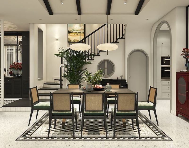 Các đường nét kiến trúc được tiết chế tinh gọn, giúp ngôi nhà giữ được vẻ thanh lịch, nhẹ nhàng nhưng vẫn sang trọng và có chiều sâu