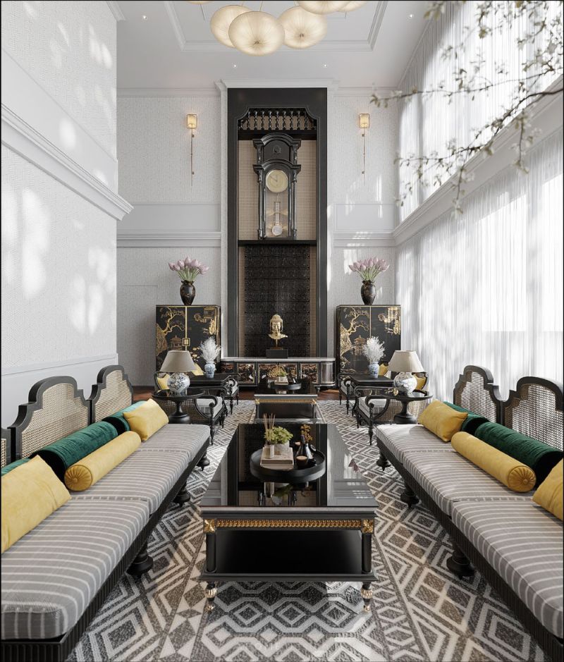 Phong cách Indochine hiện đại đề cao sự tối giản, tinh tế và tiện nghi, nên nội thất được thiết kế hình khối đơn giản để giữ vẻ sang trọng, hài hòa và hiện đại 