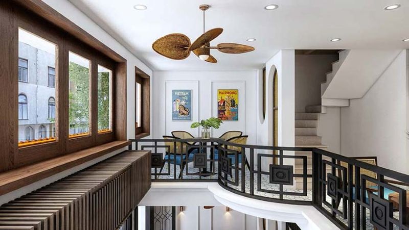 Thiết kế quán cafe phong cách Indochine hiện đại đặc biệt ở sự hòa quyện giữa nét cổ điển Đông Dương và phong cách tối giản hiện đại