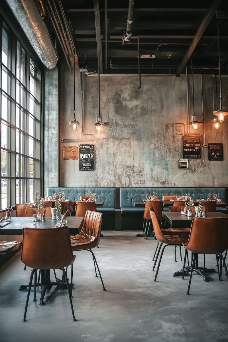 Quán cafe Industrial tạo không gian mở, thoáng, khuyến khích sự kết nối giữa khách và không gian xung quanh