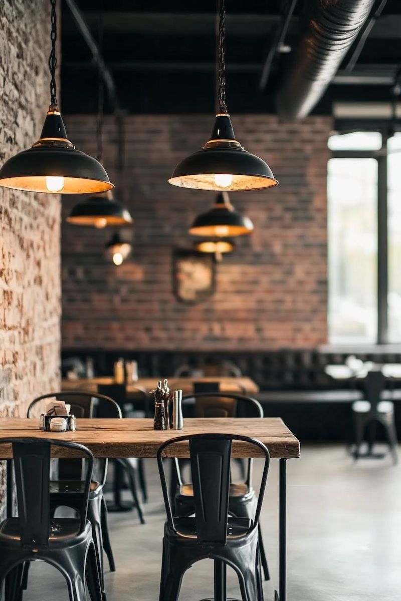Nhà hàng phong cách Industrial gây ấn tượng với không gian mở, cao và mạnh mẽ, mang hơi thở của xưởng công nghiệp hiện đại