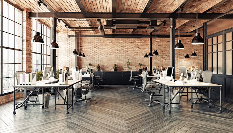 Văn phòng phong cách Industrial thể hiện tinh thần sáng tạo, tự do và năng động, rất phù hợp với môi trường làm việc hiện đại