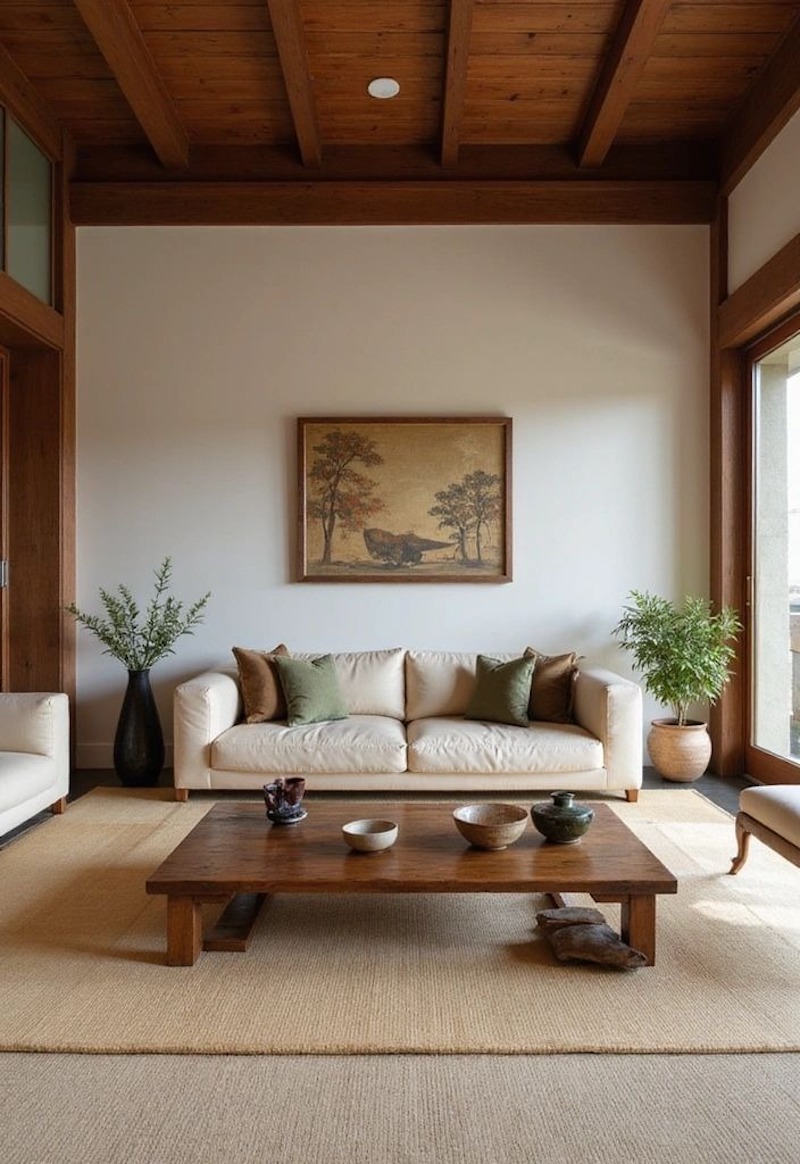 Thiết kế căn hộ, nhà ở phong cách Nhật Bản tận dụng ánh sáng tự nhiên từ cửa sổ lớn hoặc cửa trượt shoji, làm không gian thêm rộng mở và thoáng đãng