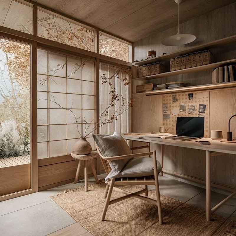 Thiết kế văn phòng, không gian làm việc phong cách Nhật Bản ưu tiên bảng màu trung tính và nhã nhặn, giúp tăng khả năng tập trung và thư giãn mắt