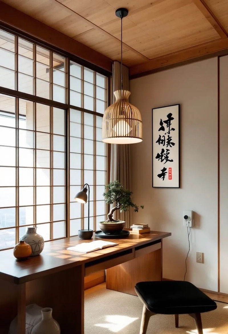 Thiết kế văn phòng, không gian làm việc phong cách Nhật Bản kết hợp cây xanh, tiểu cảnh, mang thiên nhiên vào văn phòng và tạo cảm giác thư thái 