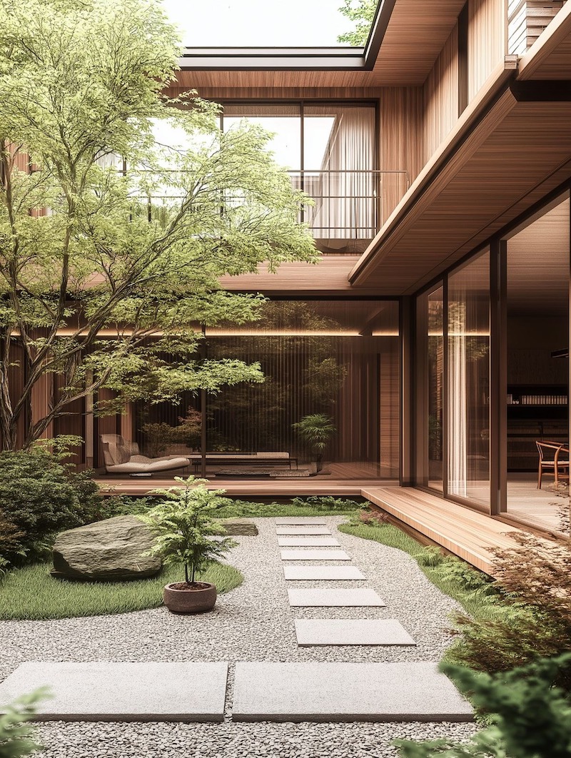  Thiết kế khách sạn, resort phong cách Nhật Bản kết hợp hành lang và không gian mở thông thoáng, tạo sự kết nối giữa các khu vực chức năng 