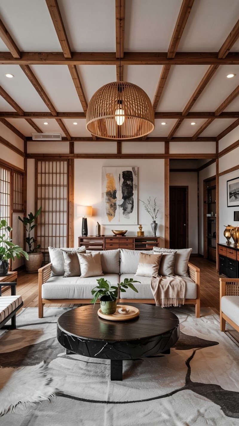 Tận dụng ánh sáng tự nhiên trong phong cách Nhật Bản giúp không gian thanh thoát, thư giãn và gần gũi với thiên nhiên, đồng thời làm nổi bật vật liệu và bố cục tối giản 