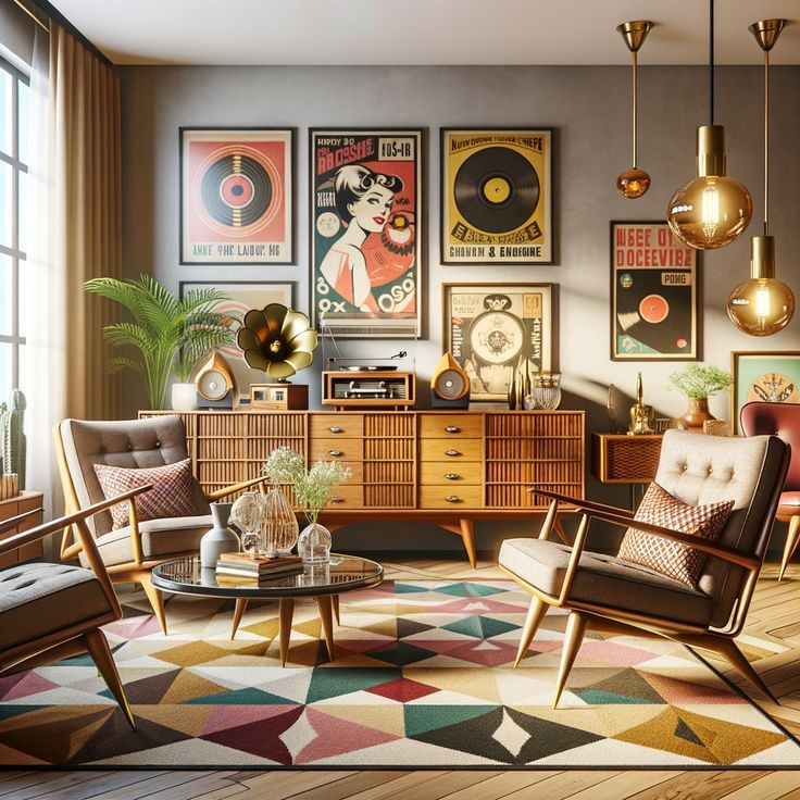 Phong cách Retro kết hợp vật liệu tự nhiên và công nghiệp, mang đến sự độc đáo và tinh tế cho từng căn phòng