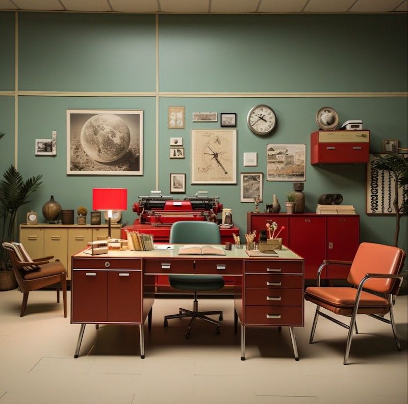 Phong cách Retro trong phòng làm việc giúp tạo môi trường sáng tạo, kích thích tư duy và cảm hứng