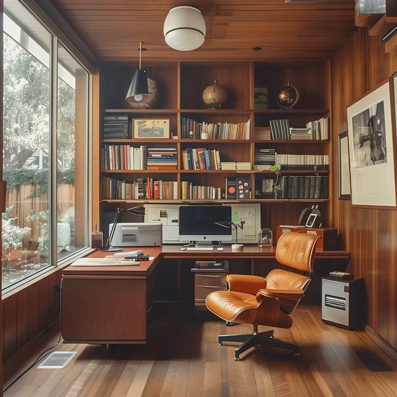 Phong cách Retro giúp làm mềm các góc cạnh cứng nhắc trong văn phòng hiện đại nhờ nội thất cong mềm mại và màu sắc ấm