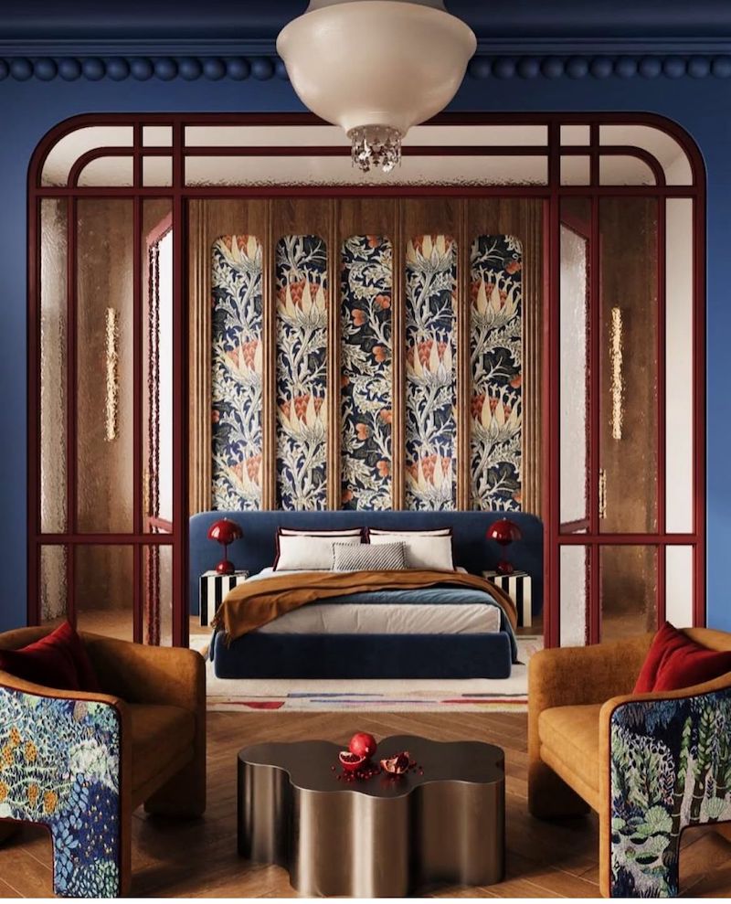 Những khung cửa vòm, tường gạch thô và sàn gỗ nâu là điểm nhấn đặc trưng trong thiết kế resort Retro cổ điển