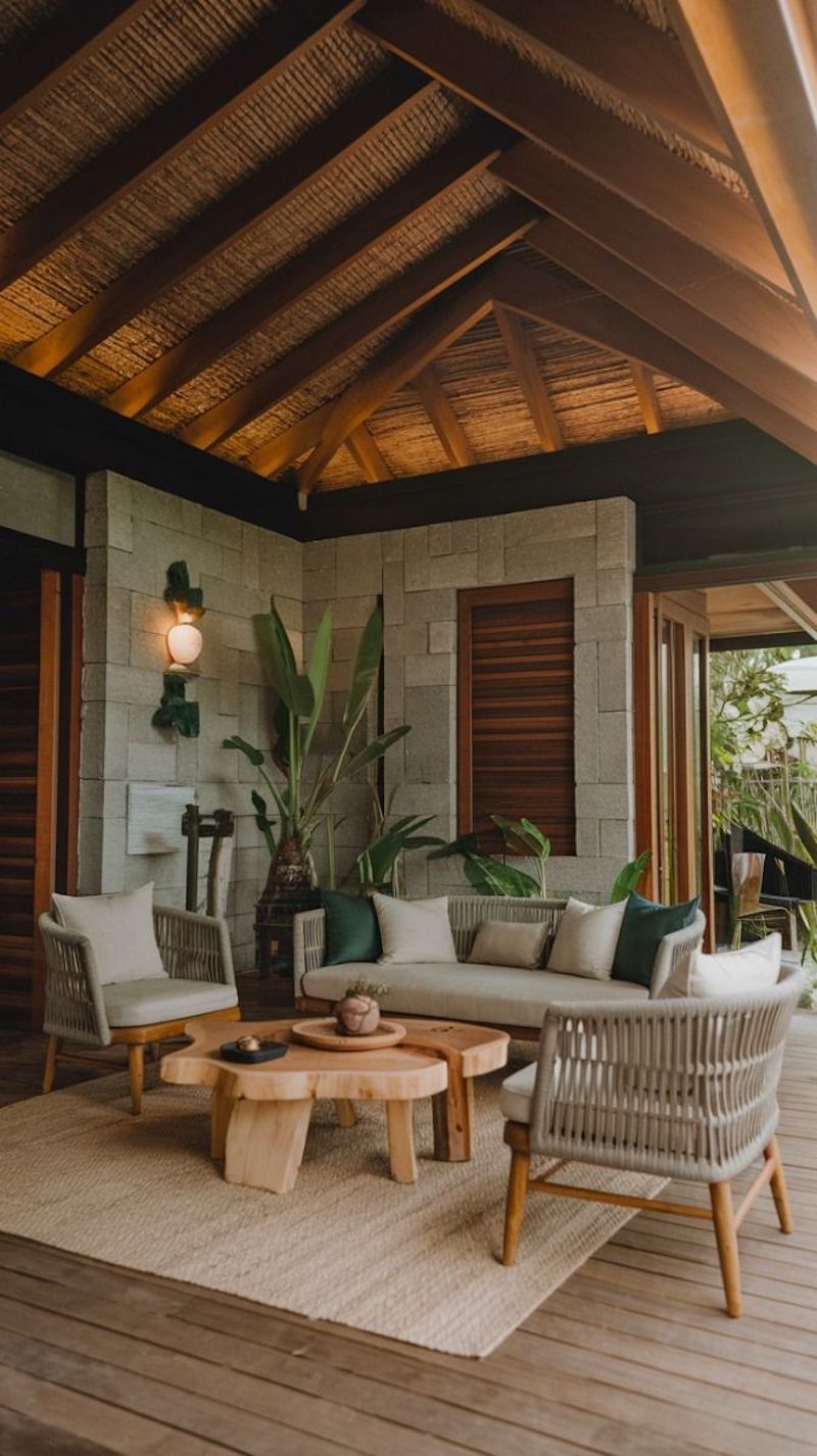 Sự phối hợp linh hoạt giữa các màu tươi sáng và màu trung tính tạo nên bầu không khí nhiệt đới sôi động nhưng vẫn tinh tế, giúp không gian sống trở nên sống động, gần gũi thiên nhiên