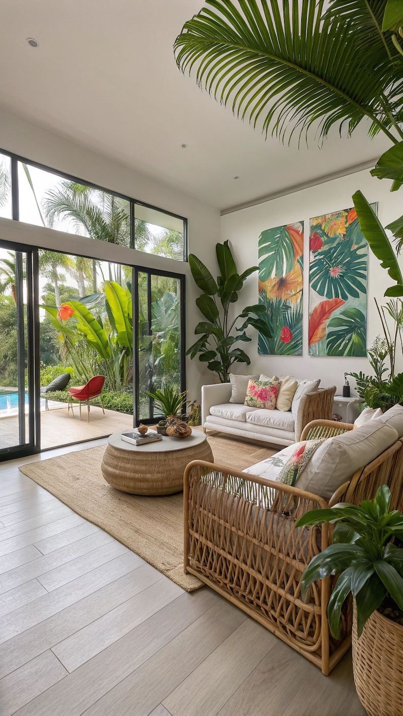 Nội thất sử dụng gỗ, tre, mây và vải linen mang đến sự ấm áp, mộc mạc nhưng vẫn tinh tế cho mọi căn phòng