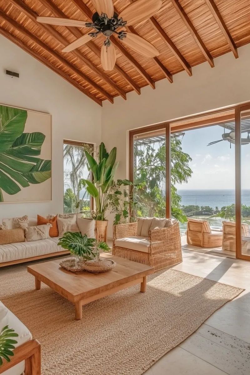 Phòng khách rộng, liên thông với khu vực ngoài trời giúp ánh sáng tự nhiên lan tỏa, mang lại cảm giác thoáng đãng và tràn đầy năng lượng 