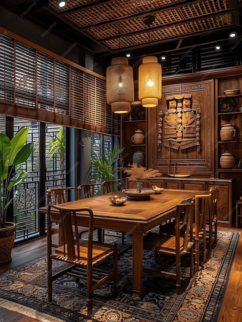 Bảng màu trong phong cách Việt thường sử dụng tông màu tự nhiên, ấm áp như nâu gỗ, vàng đất, xanh ngọc, be hoặc trắng ngà, gợi cảm giác mộc mạc, gần gũi và đậm hồn Việt 