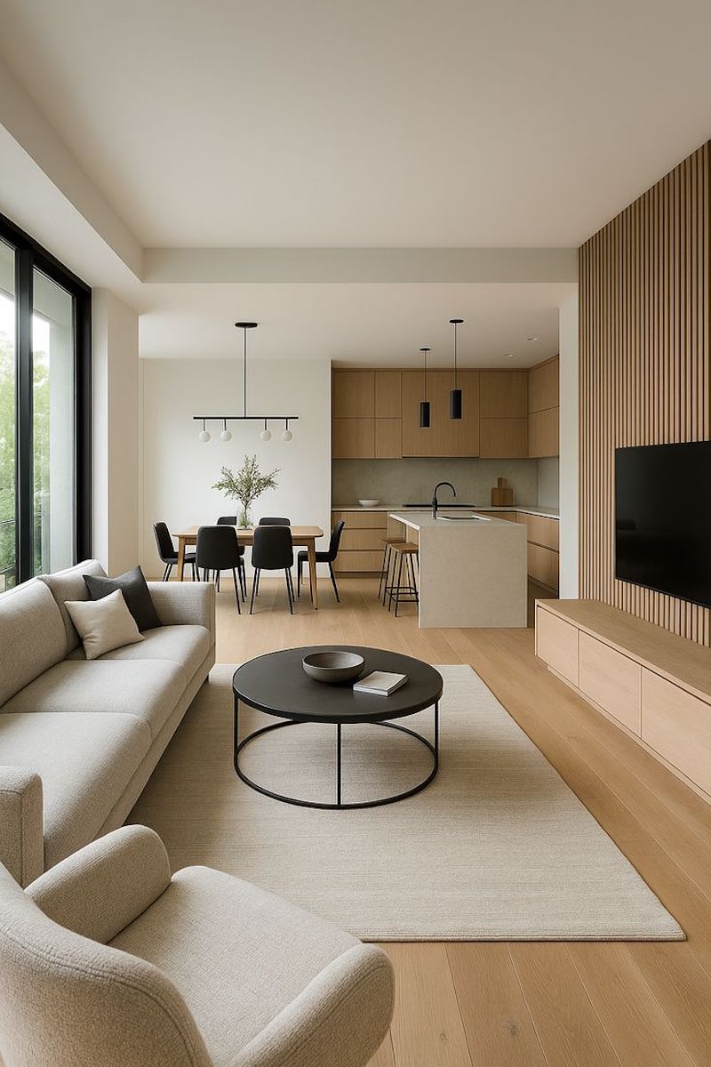 Đường nét thẳng, hình khối rõ ràng và bố cục thông minh là dấu ấn đặc trưng của phong cách hiện đại